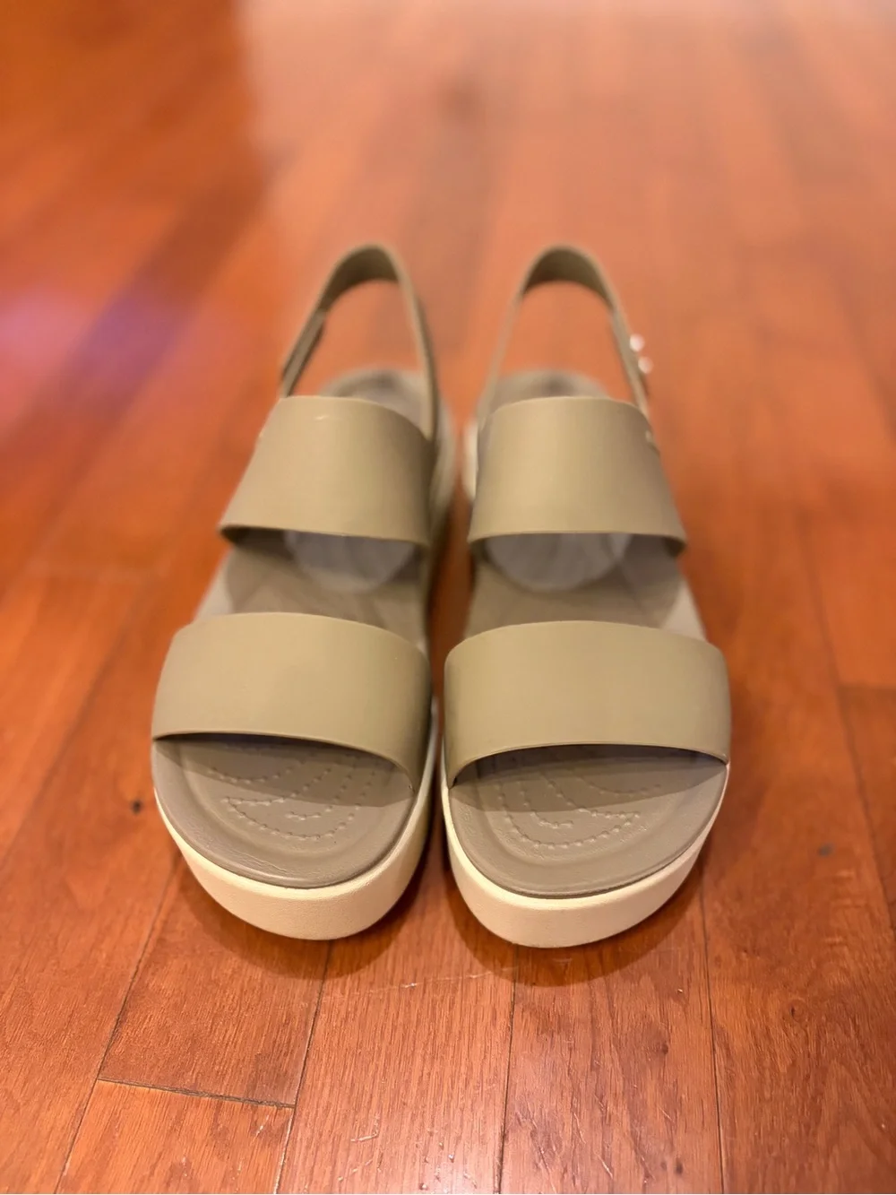 CROCS | Brooklyn Low Wedge Sandals- Khaki Bone